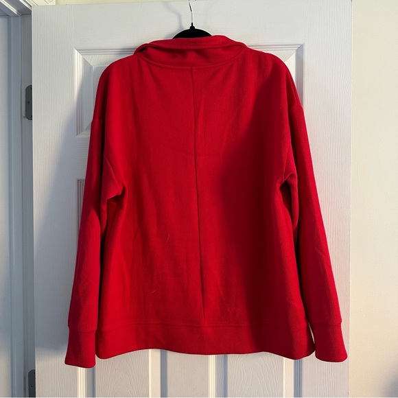 Size L Gaiam Red Ribbed Quarter Zip Pullover Hoodie - Picture 3 of 5
